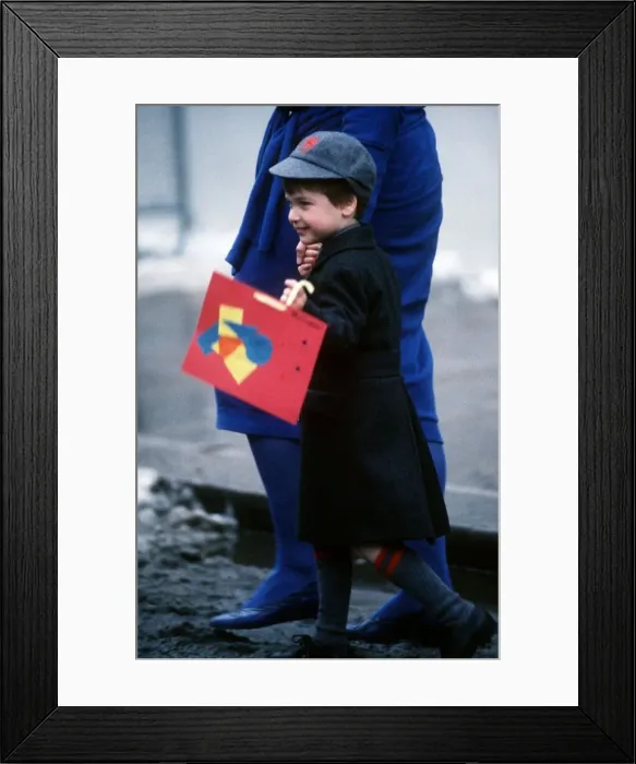 Framed Print : Prince William arriving at his first day at school Framed Print : Prince William arriving at his first day at school