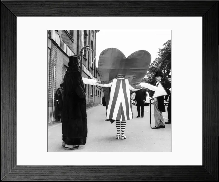 Framed Print : Gertrude Shilling in heart outfit at Royal Ascot in June 1972 Framed Print : Gertrude Shilling in heart outfit at Royal Ascot in June 1972