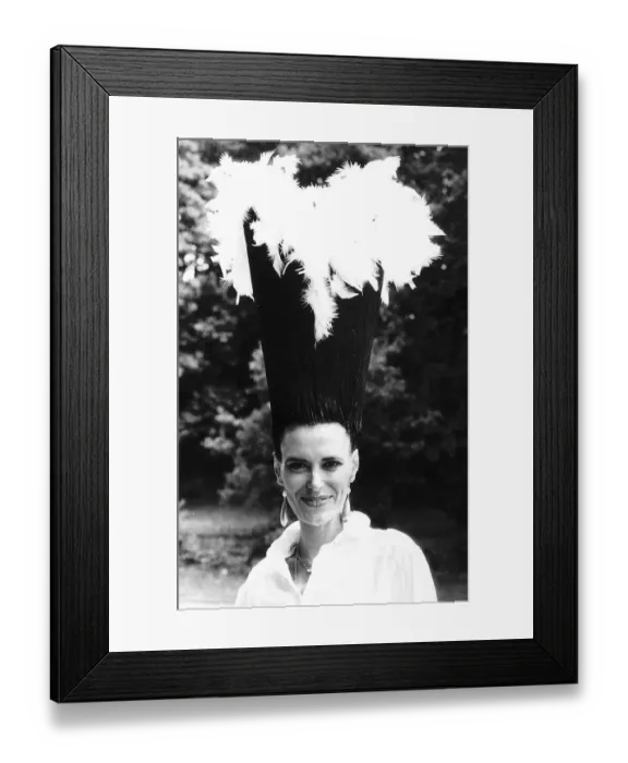 Framed Print : Fashionable racegoer at Royal Ascot in June 1983 Framed Print : Fashionable racegoer at Royal Ascot in June 1983