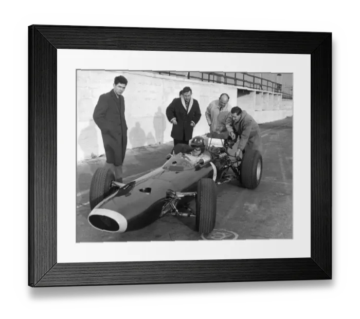 Framed Print : Graham Hill testing in his BRM. February 1966