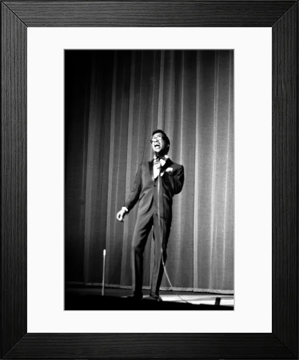 Framed Print : Sammy Davis Jnr performing on stage at the Prince of Wales August 1961 Framed Print : Sammy Davis Jnr performing on stage at the Prince of Wales August 1961
