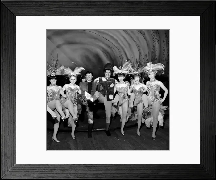 Framed Print : Mike and Bernie Winters with members of the cast of Babes in the Wood pantomime