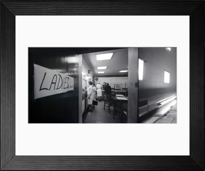Framed Print : Women placing bets inside a Ladies only betting shop in Worcester September 1968