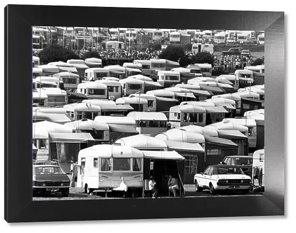 Picture shows rows of caravans at Gower - 30th July 1980