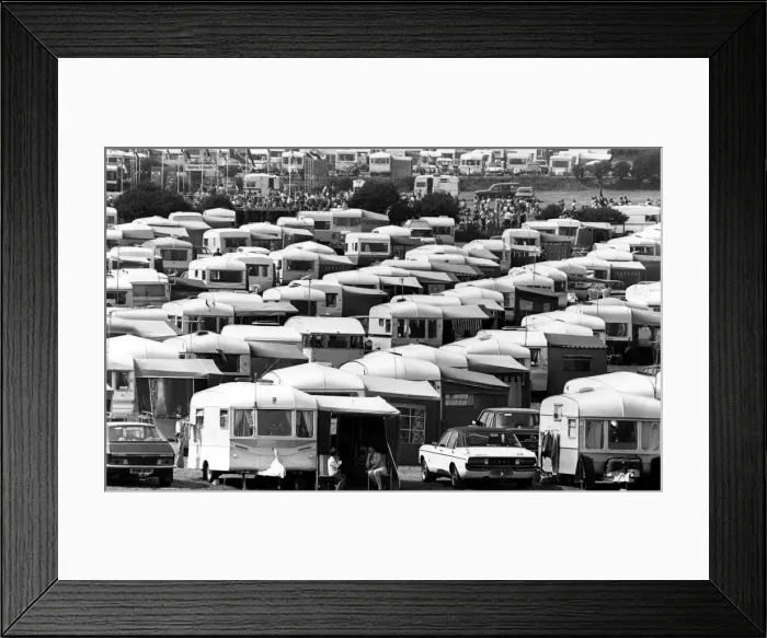 Framed Print : Picture shows rows of caravans at Gower - 30th July 1980 Framed Print : Picture shows rows of caravans at Gower - 30th July 1980