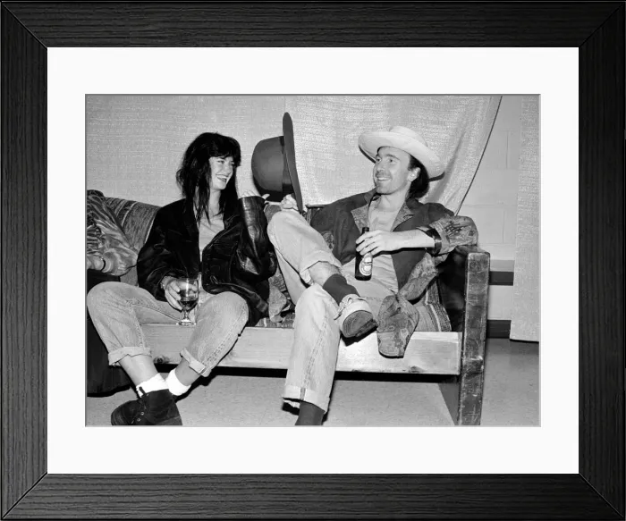 Framed Print : Rock group U2 in concert in USA - May 1987 The Edge enjoying a beer