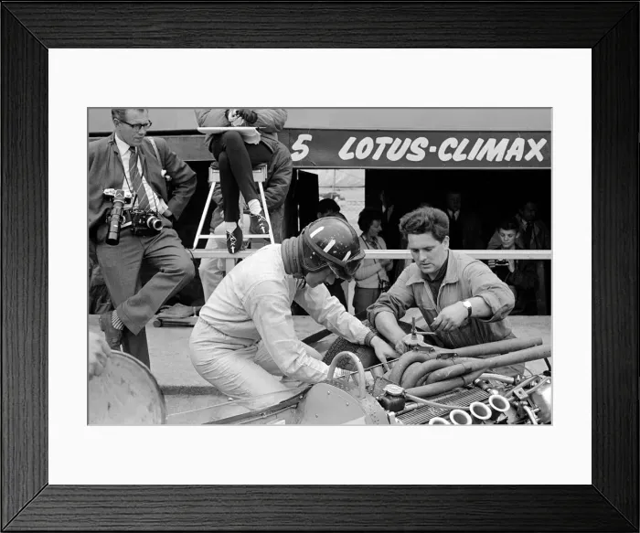 Framed Print : British Grand Prix, Silvertone-Graham Hill in the pits July 1965 Framed Print : British Grand Prix, Silvertone-Graham Hill in the pits July 1965