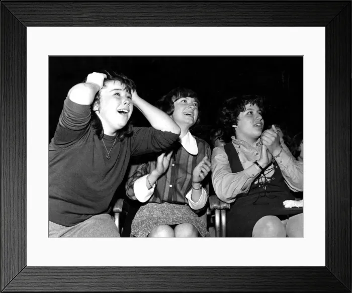 Framed Print : Bill Haley and his Comets - Cardiff - September 1964. Three female fans enjoying the Bill