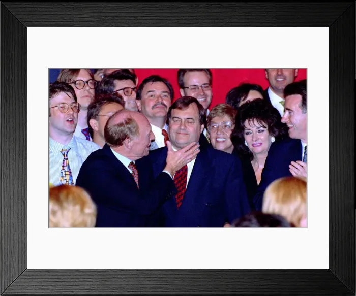 Framed Print : Neil Kinnock, John Prescott and Peter Mandelson at the Royal Festival Hall May 1997 Framed Print : Neil Kinnock, John Prescott and Peter Mandelson at the Royal Festival Hall May 1997