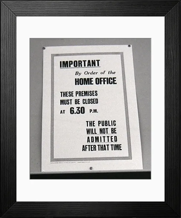 Framed Print : A sign inside Peter Massie betting shop in Bethnal Green