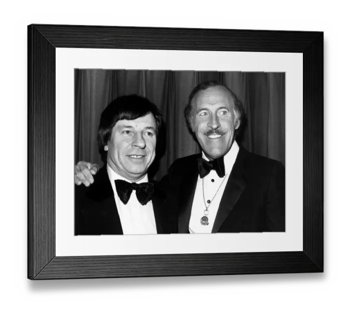 Framed Print : Bruce Forsyth pictured with Lakeside Club owner Bob Potter February 1982 Framed Print : Bruce Forsyth pictured with Lakeside Club owner Bob Potter February 1982