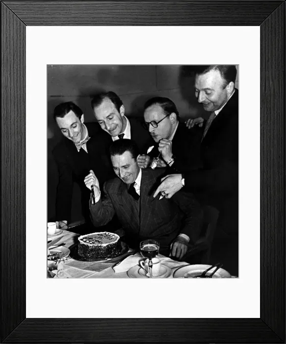 Framed Print : Comedian Charlie Chester cutting a birthday cake February 1947 ecard03