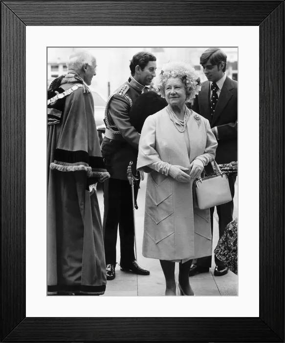 Framed Print : Queen Mother with grandsons Prince Charles and Prince Edward after a service of
