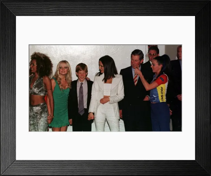 Framed Print : Prince Harry meets Spice Girls November 1997 (Ginger Spice) Geri Halliwell