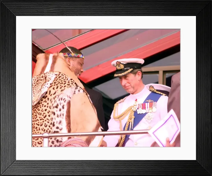 Framed Print : Prince Charles meets the King of Lesotho at his Coronation Oct 1997