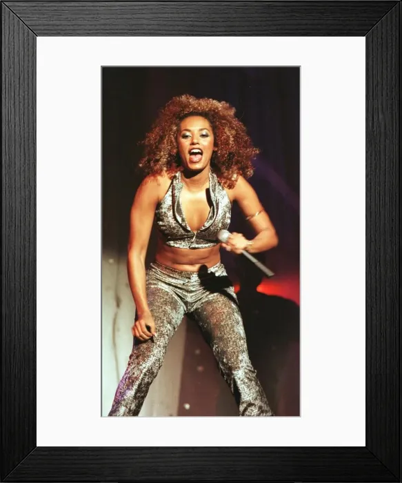 Framed Print : Spice Girl Mel B performs for Prince Harry and his father Prince Charles in Johannesburg