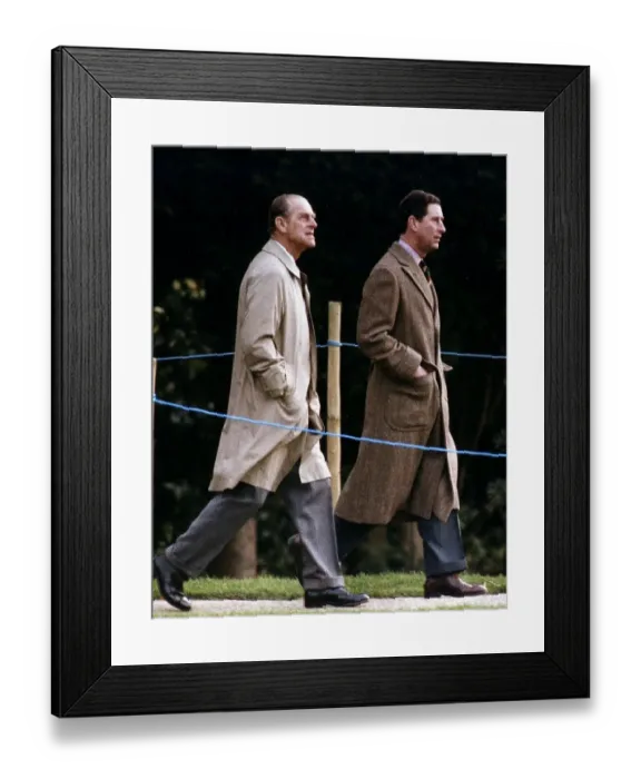Framed Print : Prince Charles and Prince Philip at Sandringham Church January 1993 Framed Print : Prince Charles and Prince Philip at Sandringham Church January 1993