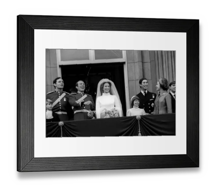 Framed Print : Wedding of Princess Anne to Mark Phillips on balcony 1973 of Buckingham palace with Framed Print : Wedding of Princess Anne to Mark Phillips on balcony 1973 of Buckingham palace with