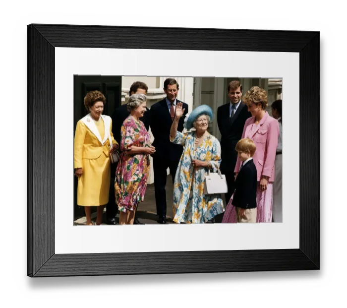 Framed Print : Queen Mother celebrates her 92nd birthday at Clarence House with family members Queen