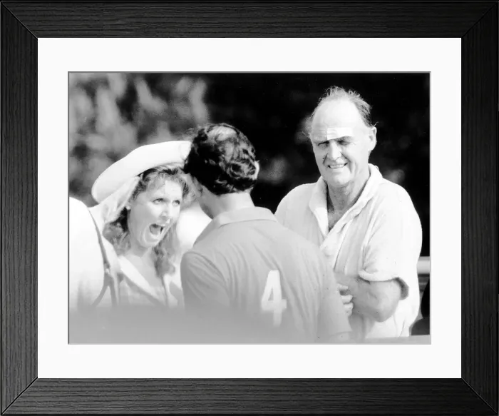 Framed Print : Major Ronald Ferguson with his daughter Sarah and Prince Charles at a Polo match