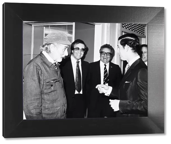 Spike Milligan with fellow Goon members minus Michael Bentine meet Prince Charles at a