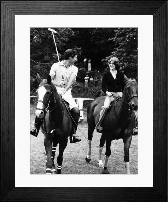Framed Print : Prince Charles With Lady Sarah Spencer At A Polo Game At Cowdrey Park July 1977