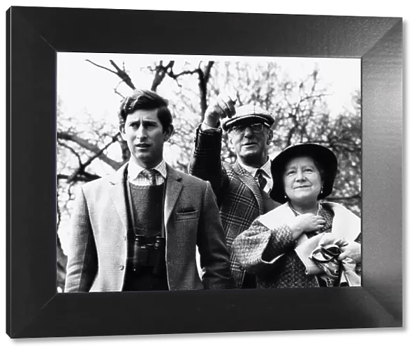 Queen Mother, Prince Charles and Duke of Beaufort at the Badminton Horse Trials