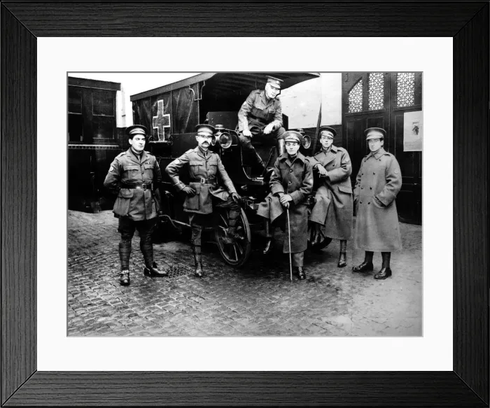 Framed Print : Officers and men of the British Ambulance Corp during World War One Framed Print : Officers and men of the British Ambulance Corp during World War One