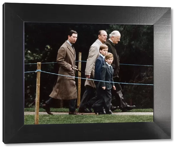 Prince Charles, Prince Philip, Prince Harry and Prince William at Sandringham