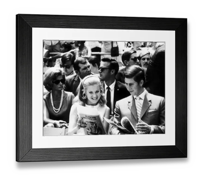 Framed Print : Prince Charles Prince Of Wales with Tricia Nixon at a baseball game in Washington