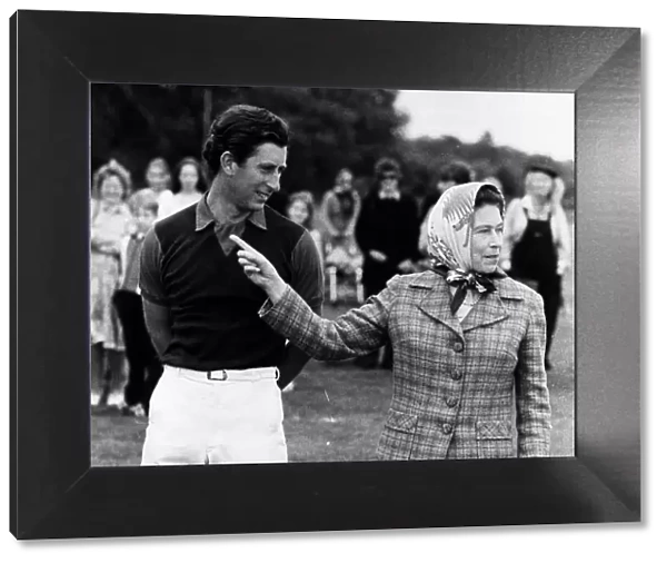 Prince Charles andhsi mother Queen Elizabeth II at a polo tournament June