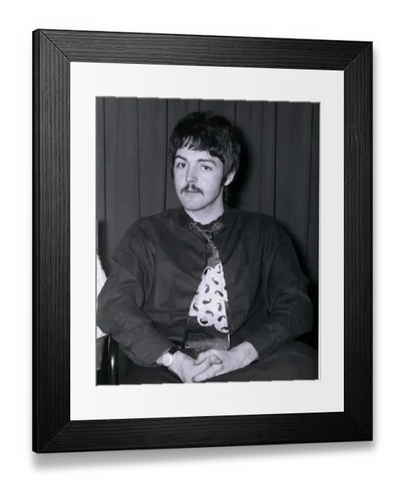 Framed Print : Paul McCartney singer with The Beatles pop group sporting a new moustache Framed Print : Paul McCartney singer with The Beatles pop group sporting a new moustache