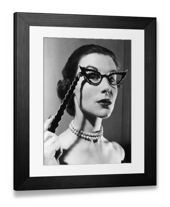 Framed Print : Betty Spurling who puts on TV fashion shows designs glasses February 1953 Framed Print : Betty Spurling who puts on TV fashion shows designs glasses February 1953