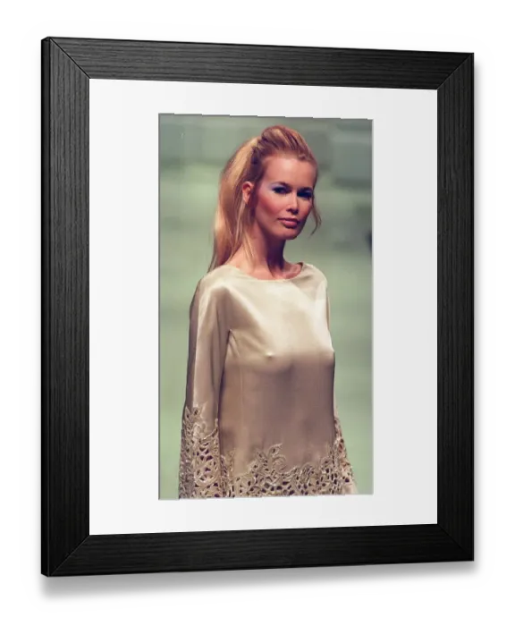 Framed Print : CLAUDIA SCHIFFER MODELS VALENTINO IN PARIS