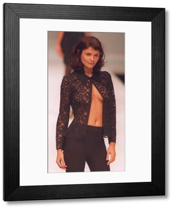 Framed Print : Helena Christensen Supermodel models Blumarine in Milan March 1996