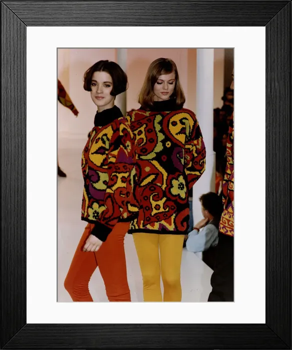 Framed Print : Models at fashion show modelling pullovers March 1991 Framed Print : Models at fashion show modelling pullovers March 1991