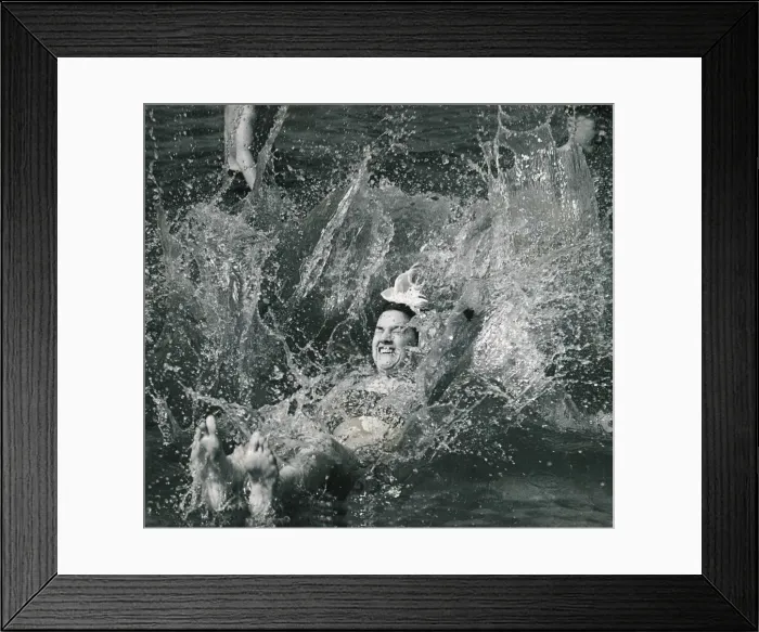 Framed Print : Holidaymaker enjoys splashing in sea and making waves August 1948 Framed Print : Holidaymaker enjoys splashing in sea and making waves August 1948