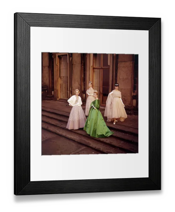 Framed Print : Hardy Amis evening dresses being modelled by Mara Levy who is wearing a Framed Print : Hardy Amis evening dresses being modelled by Mara Levy who is wearing a