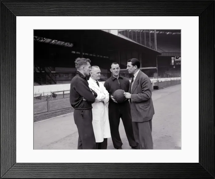 Framed Print : Ted Drake with Chelsea members April 1955 Framed Print : Ted Drake with Chelsea members April 1955