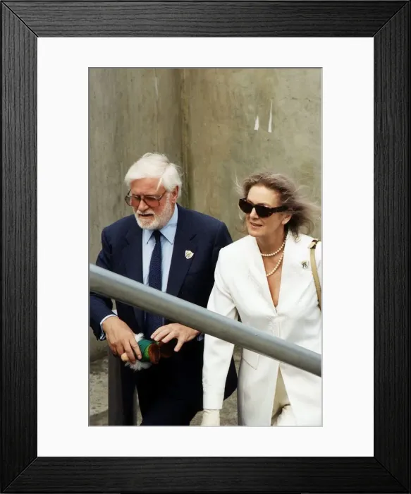 Framed Print : Ken Bates Chairman of Chelsea Football Club arriving at the FA Cup Final with unknown Framed Print : Ken Bates Chairman of Chelsea Football Club arriving at the FA Cup Final with unknown