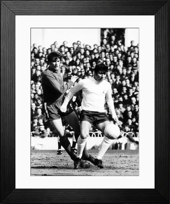 Framed Print : Terry Venables of Tottenham holds off Ian Hutchinson Mar1969 of Chelsea during Framed Print : Terry Venables of Tottenham holds off Ian Hutchinson Mar1969 of Chelsea during