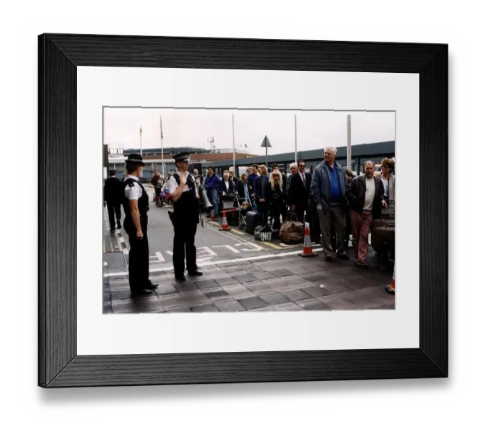 Framed Print : Air Passengers at Airport amid flight delays April 1996 Framed Print : Air Passengers at Airport amid flight delays April 1996