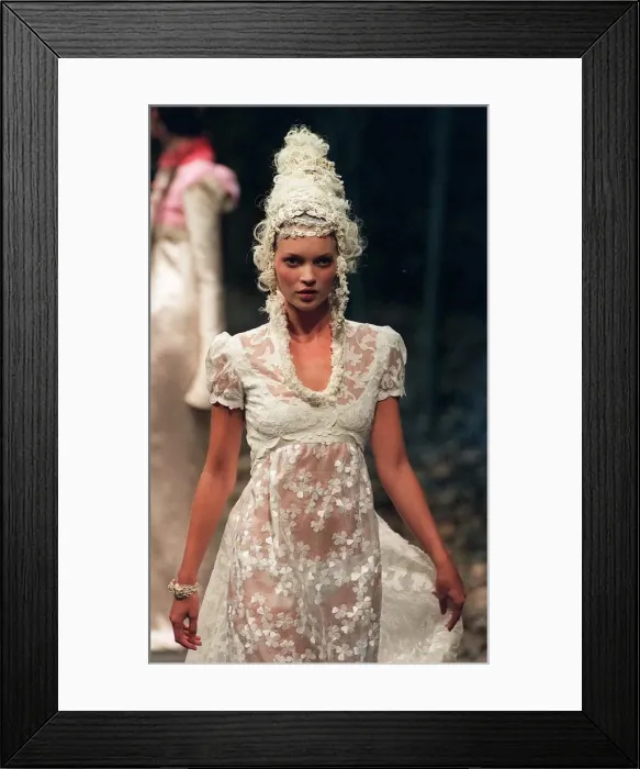 Framed Print : Kate Moss models Givenchy during Paris Fashion Week white Jane Austen style Framed Print : Kate Moss models Givenchy during Paris Fashion Week white Jane Austen style