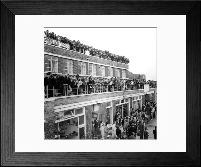Framed Print : Crowds wait patiently for the The Beatles to arrive at Liverpool Airport for