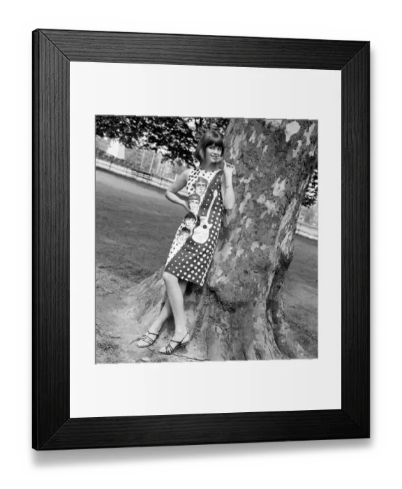 Framed Print : The Beatles June 1964 Sandy Hilton modeling a Beatle dress in Battersea Park Framed Print : The Beatles June 1964 Sandy Hilton modeling a Beatle dress in Battersea Park