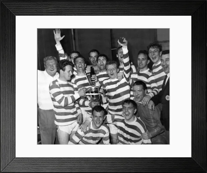 Framed Print : Victory celebrations for Celtic as they display the Scottish Cup they have just won by Framed Print : Victory celebrations for Celtic as they display the Scottish Cup they have just won by