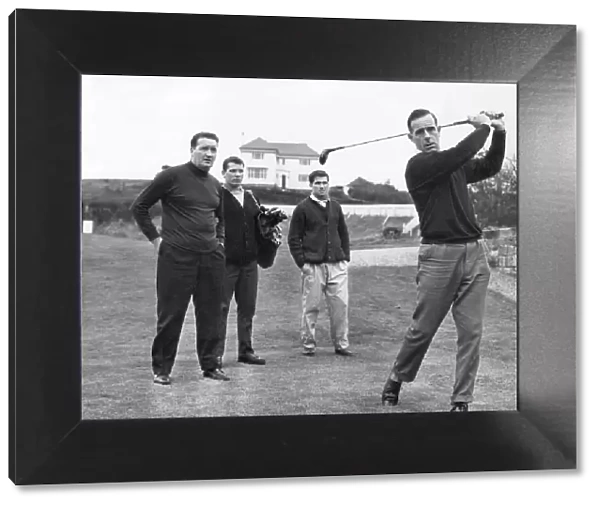 Celtic playing golf, l-r, Jock Stein, Joe McCbride, Bertie Auld