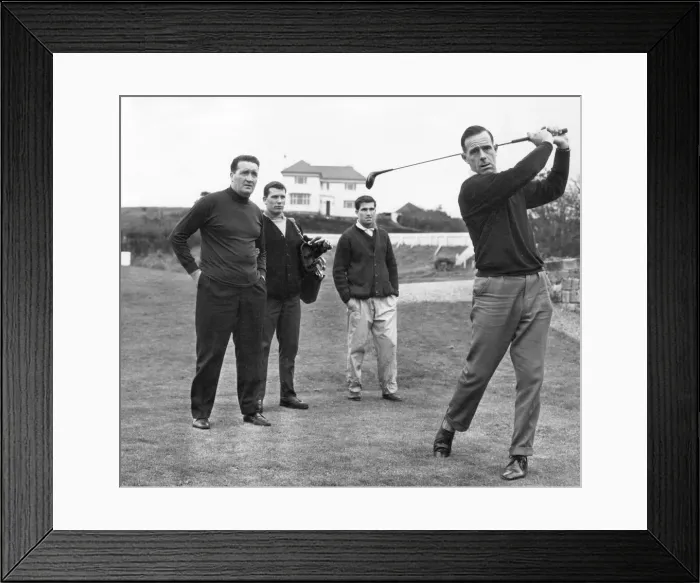 Framed Print : Celtic playing golf, l-r, Jock Stein, Joe McCbride, Bertie Auld