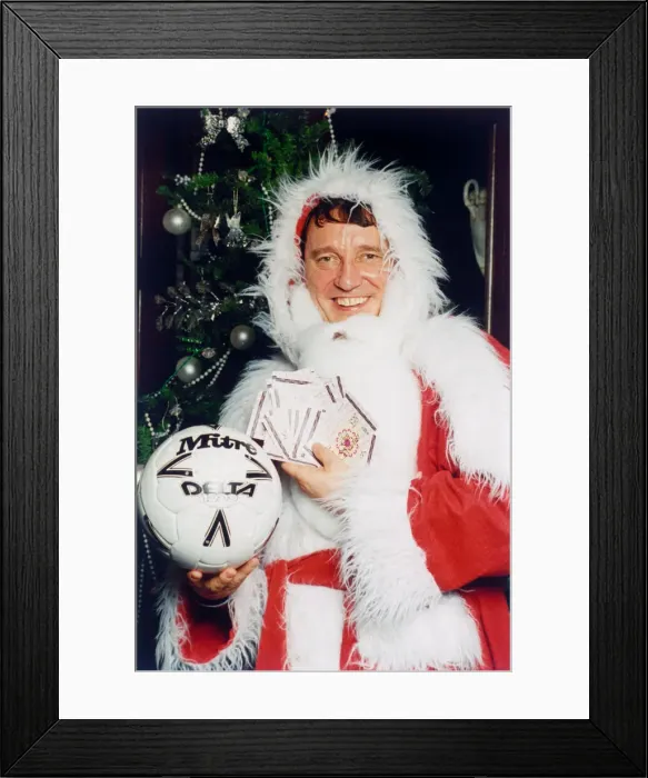 Framed Print : England Manager Graham Taylor seen here in the disguise of Santa Claus Framed Print : England Manager Graham Taylor seen here in the disguise of Santa Claus