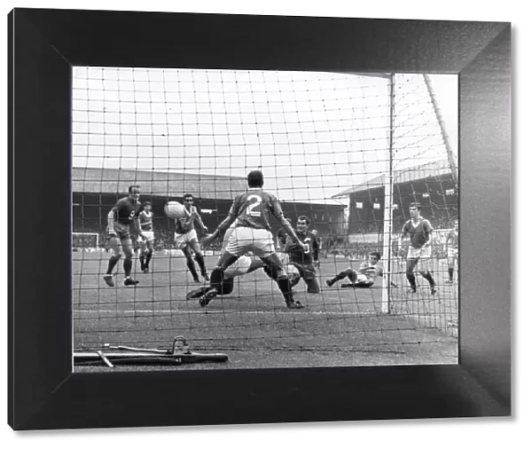 Aberdeen v. Rangers. Jim Storrie (2nd right) gets the goal that gives them a point